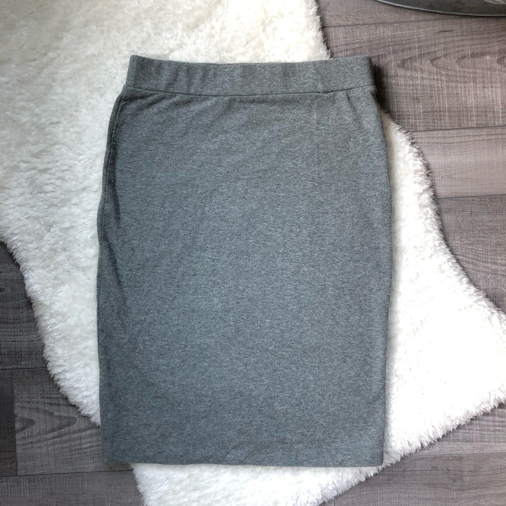 F21 Grey Stretch Pencil Skirt Elastic Waist S